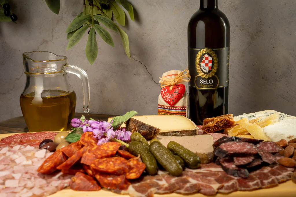 A bottle of Croatian olive oil, showcasing where Croatian olive oil purchased online comes from.